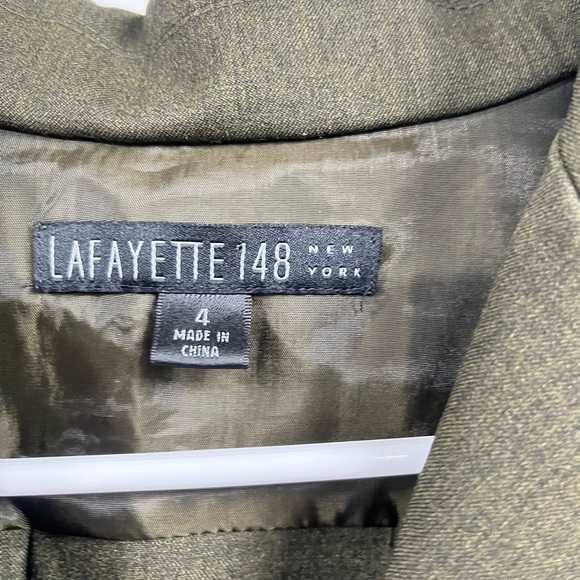 Lafayette 148 Green Wool Career Business Pleated Back Blazer Size 4 - Picture 2 of 10